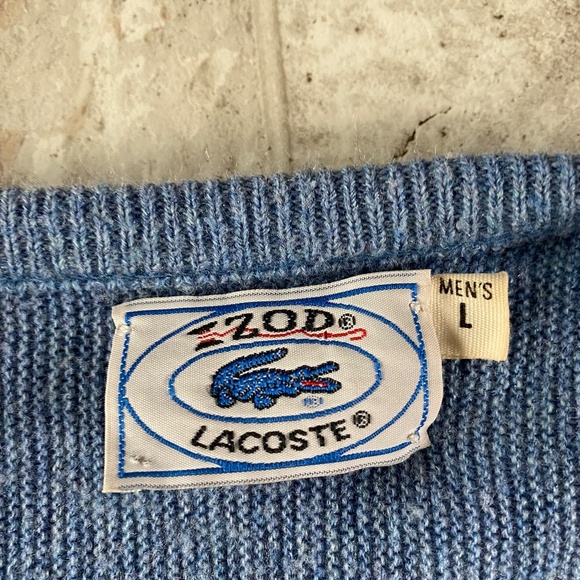 Vintage Men's Izod Lacoste Navy Blue V-Neck Pullover Sweater Made in USA Large - Picture 4 of 9
